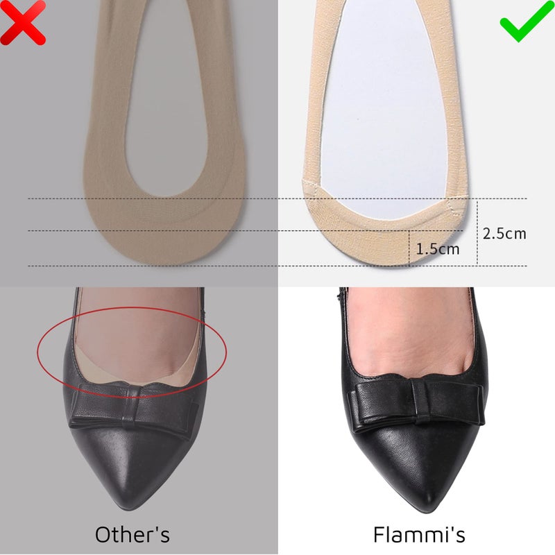 Soxbang Womens Truly No Show Socks for Flats Heels Non Slip Cotton Ultra Low Cut Liner Socks(6-Black+Nude,5-7.5) - Image 3